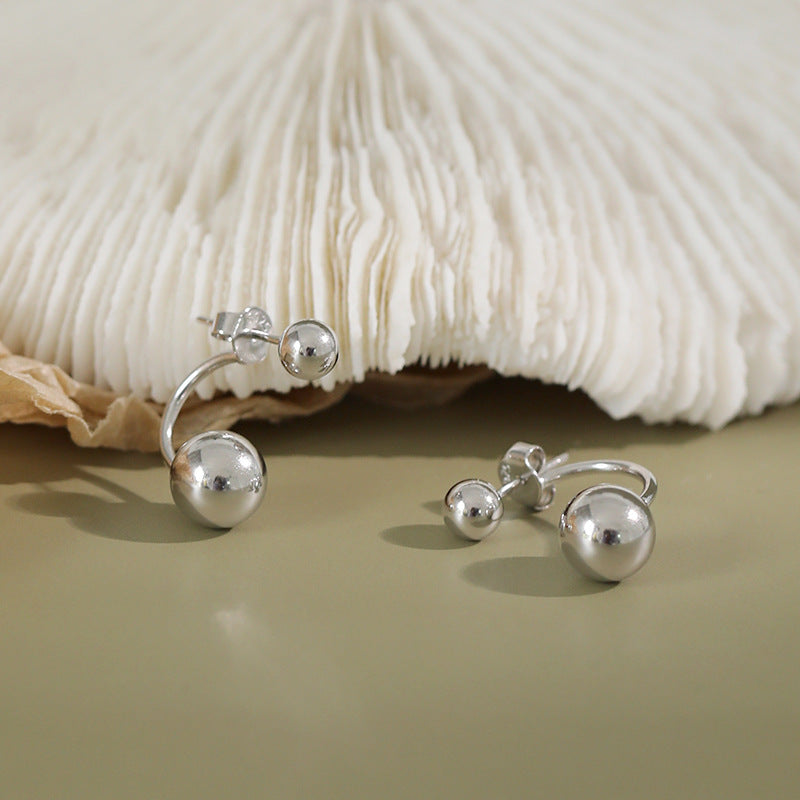 925 Silver Double Ball Earrings