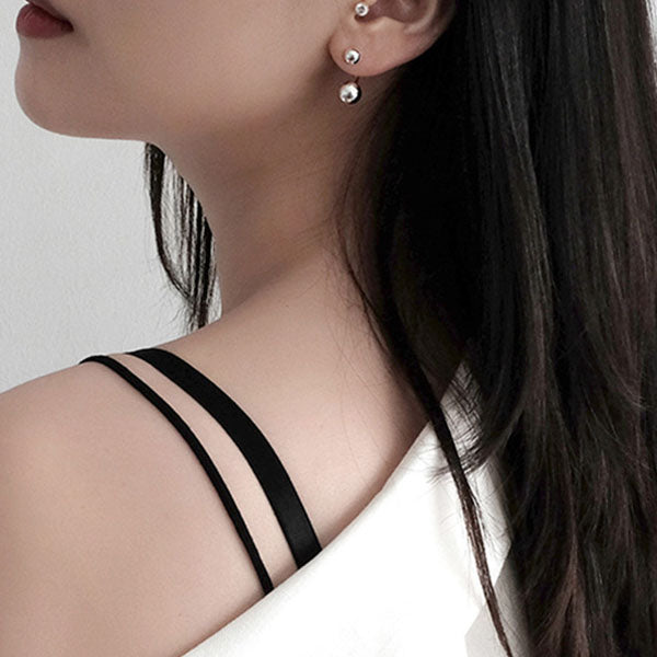 925 Silver Double Ball Earrings