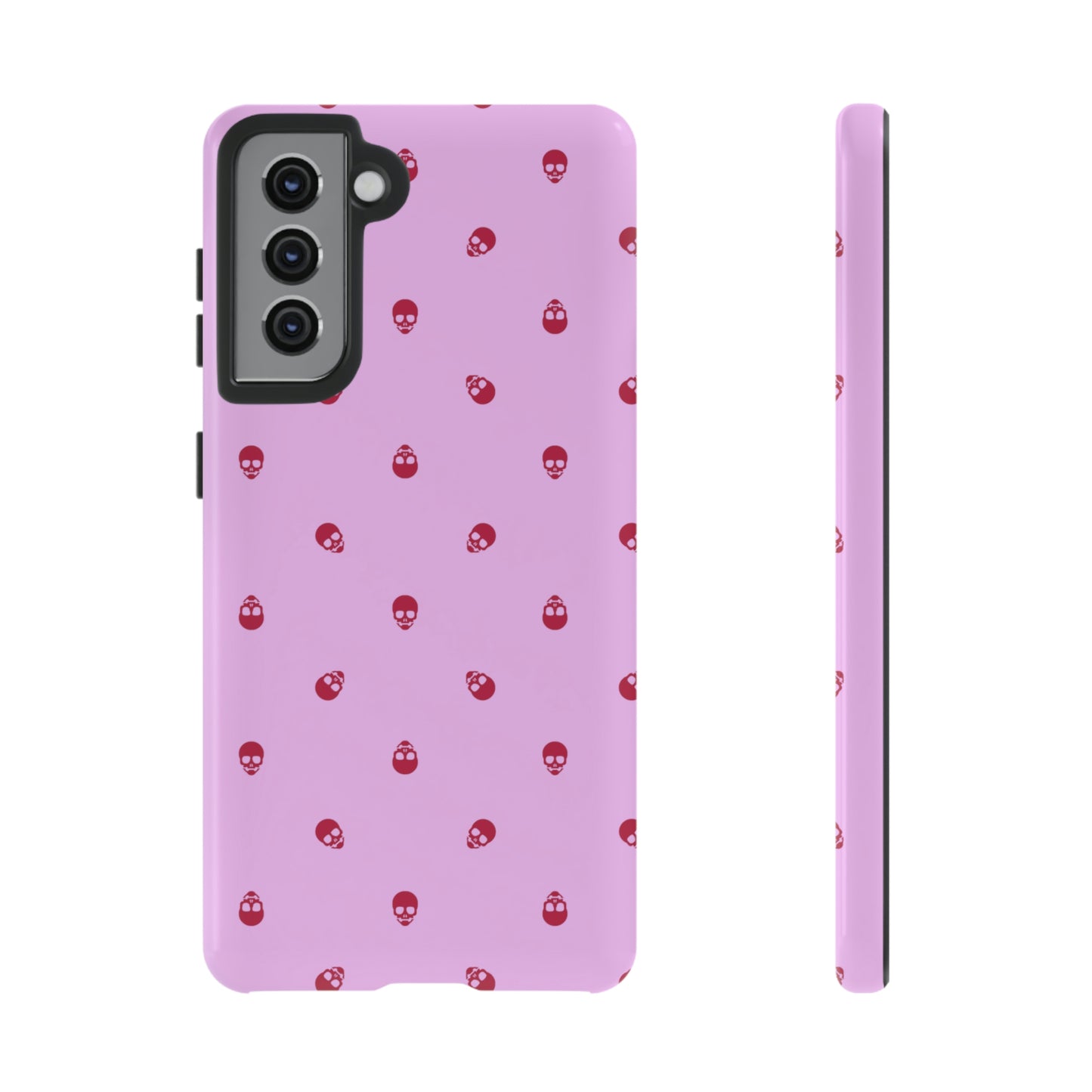 Tough Cases for Iphone, Samsung, Pixel - Viva Magenta Skulls Pattern on Fondant Pink