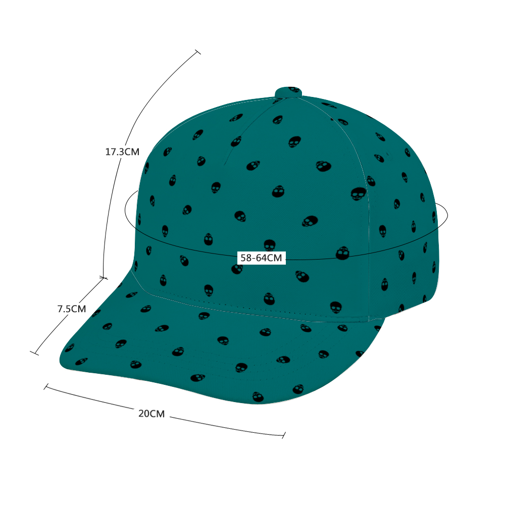 Verdigris with Black Skulls Baseball Cap