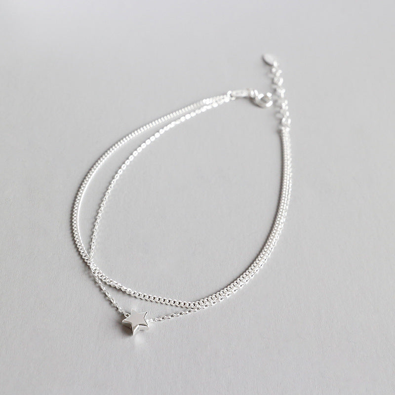 925 Silver Double Chain Anklet