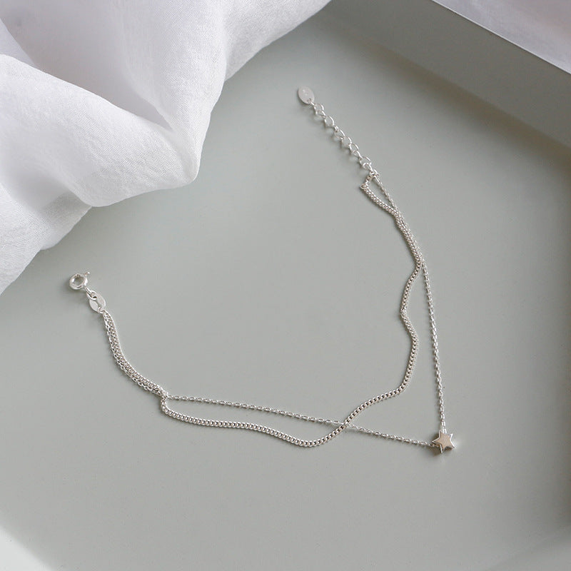 925 Silver Double Chain Anklet