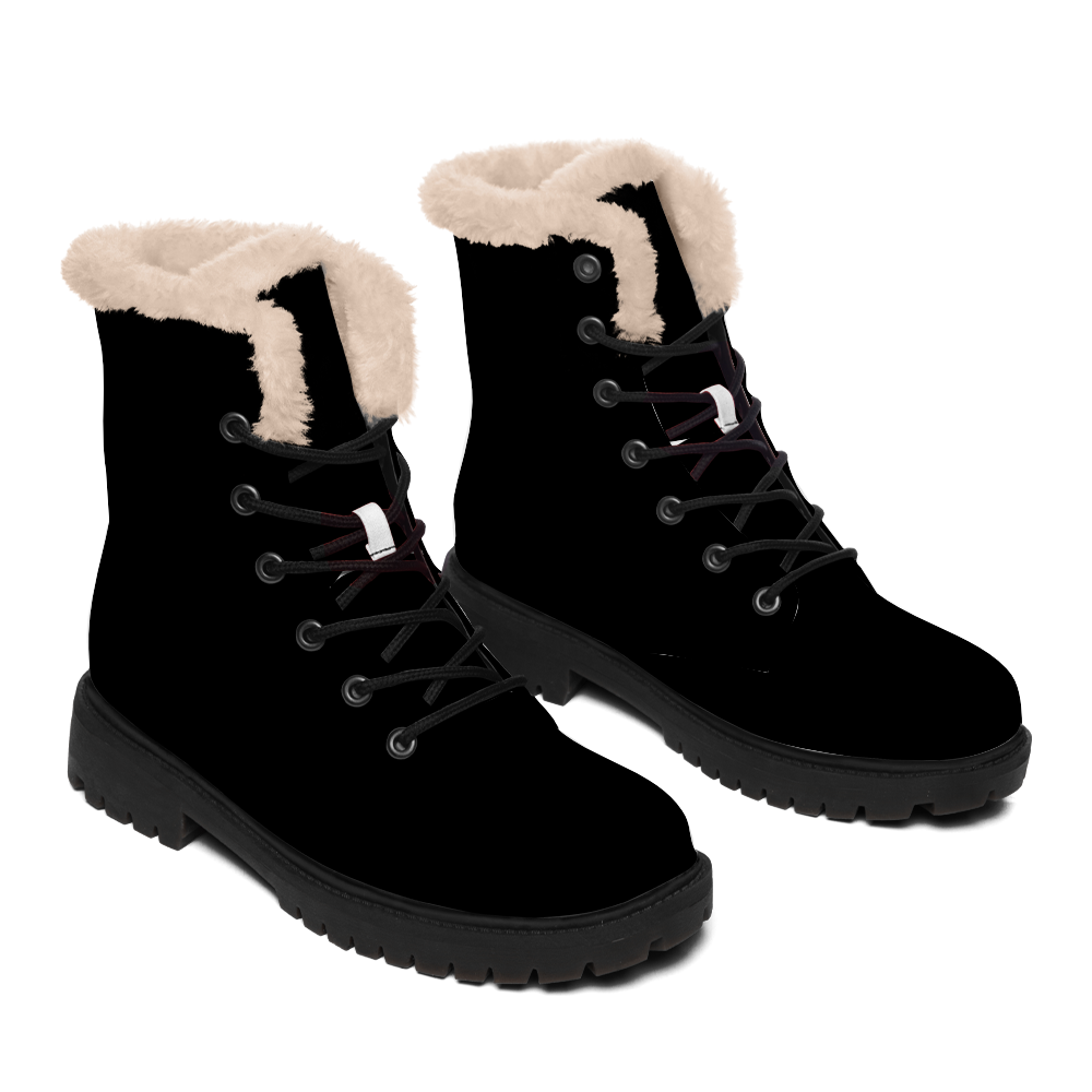 Cozy Urban Explorer: Black Lace-Up Fur-Lined Winter Boots