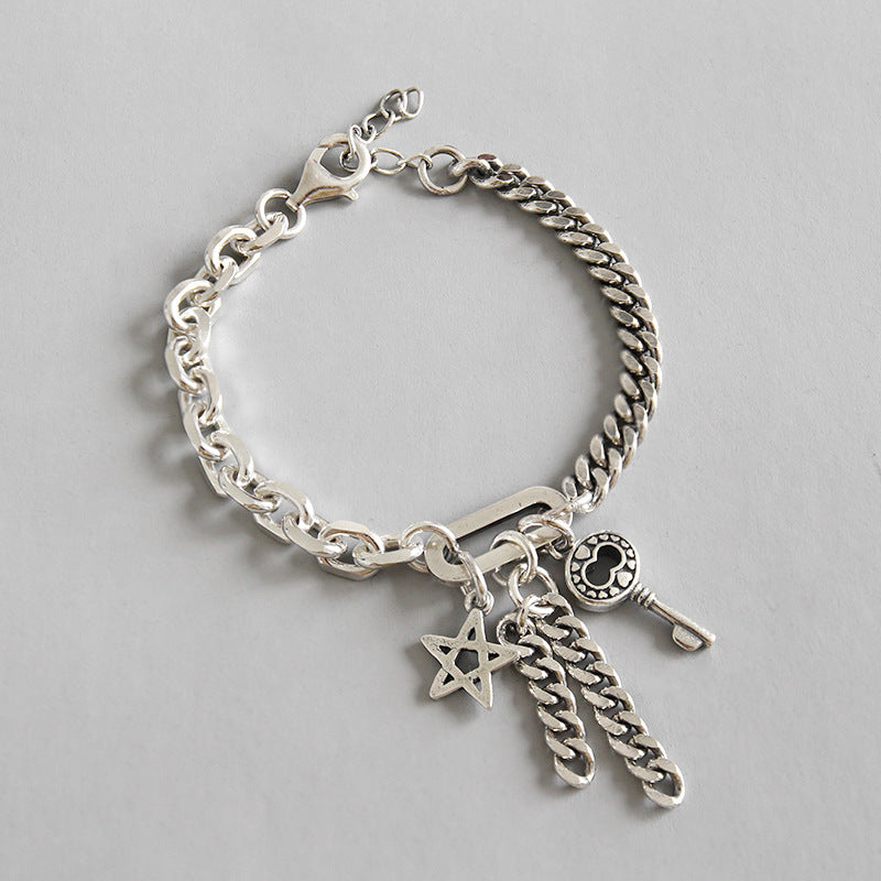 925 Silver Charm & Tassle Bracelet