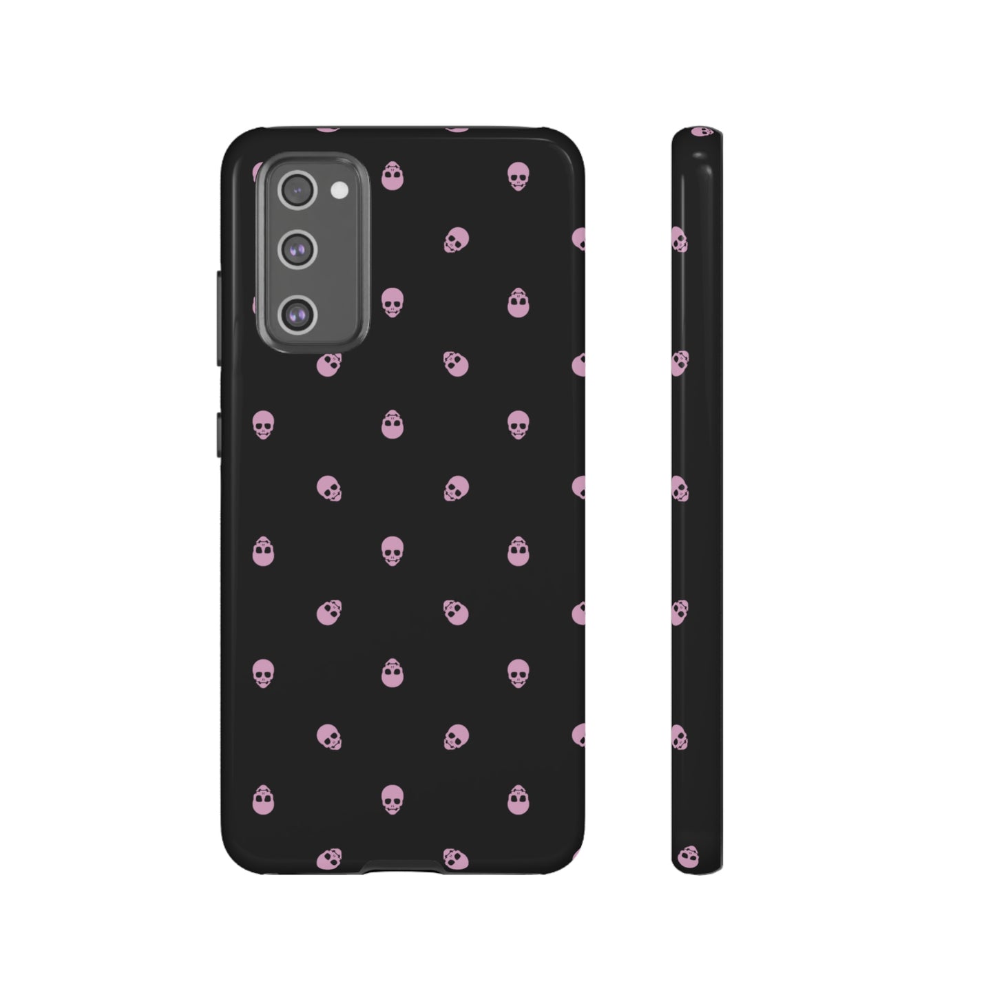 Tough Cases for Iphone, Samsung, Pixel - Fondant Pink Skulls Pattern on Black