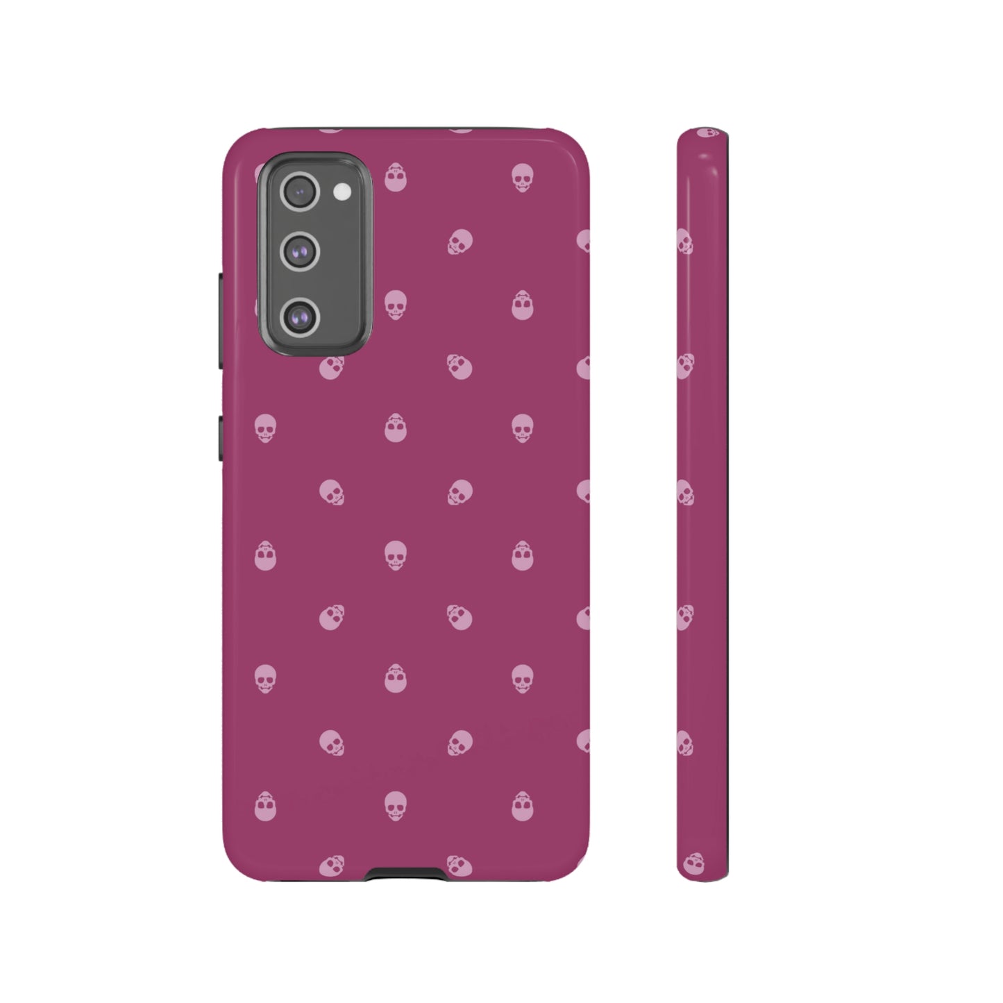 Tough Cases for Iphone, Samsung, Pixel - Fondant Pink Skulls Pattern on Orchid Flower