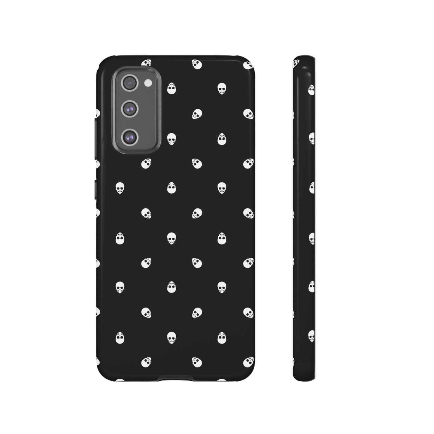 Tough Cases for Iphone, Samsung, Pixel - White Skulls on Black