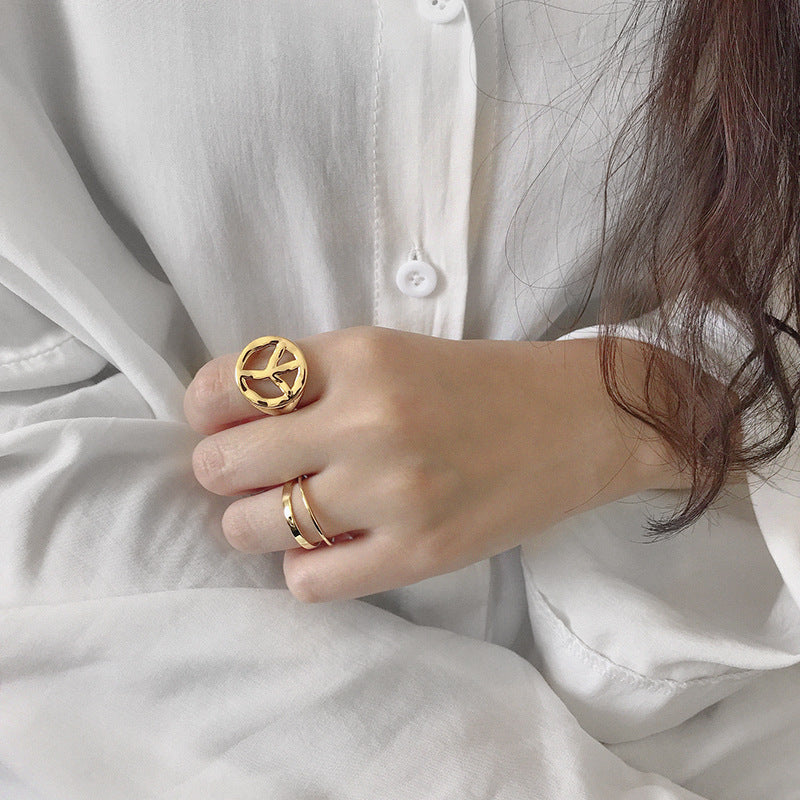 925 Silver Vermeil Peace Ring