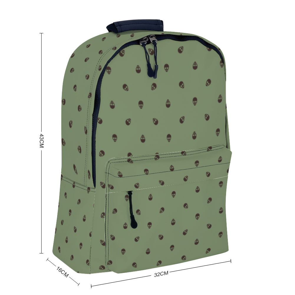 Backpack in Jade Green with Dark Oak Skull Pattern