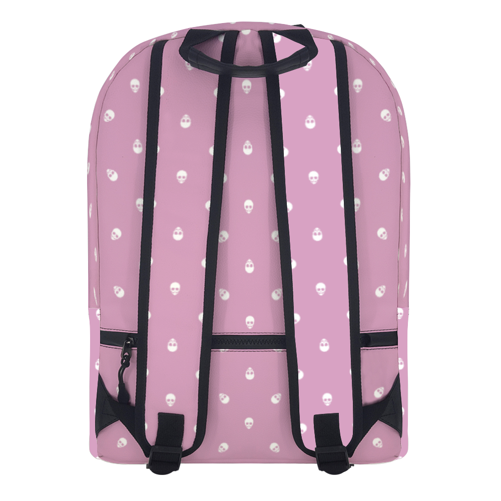 Backpack in Fondant Pink with White Skull Pattern