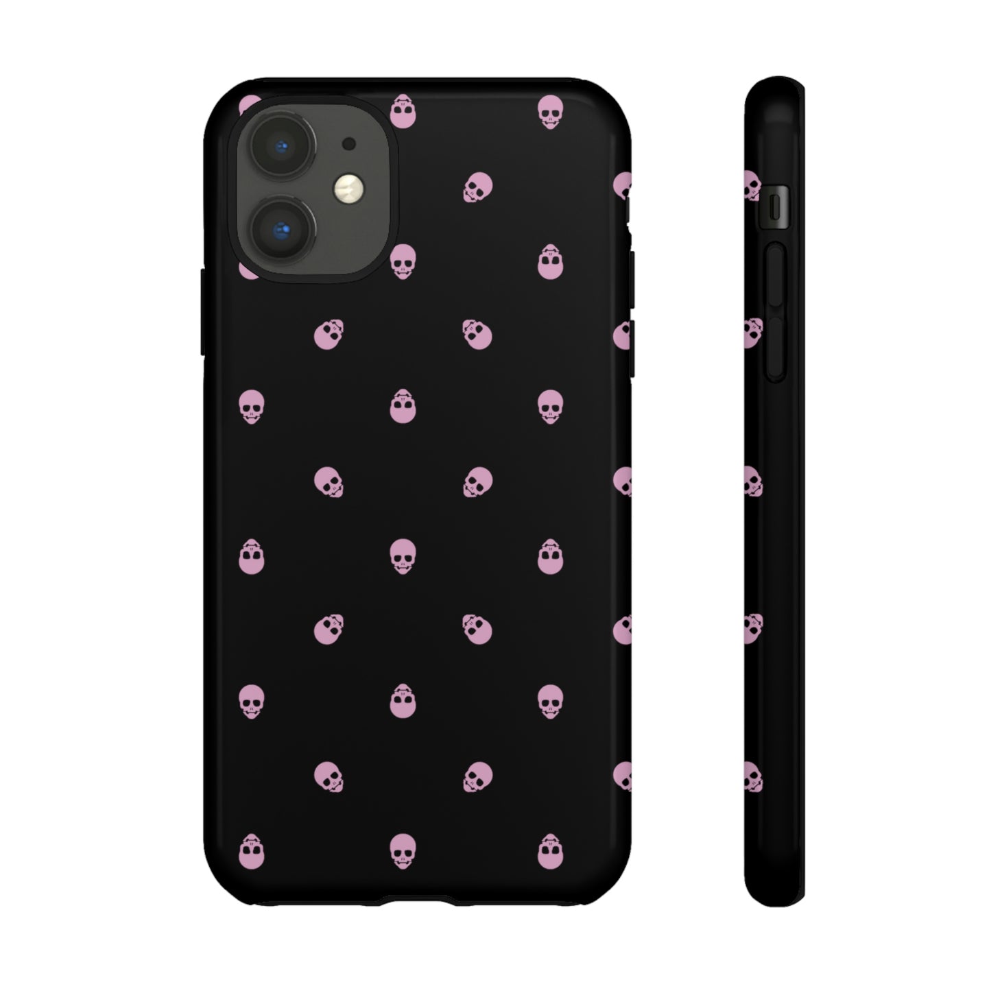 Tough Cases for Iphone, Samsung, Pixel - Fondant Pink Skulls Pattern on Black