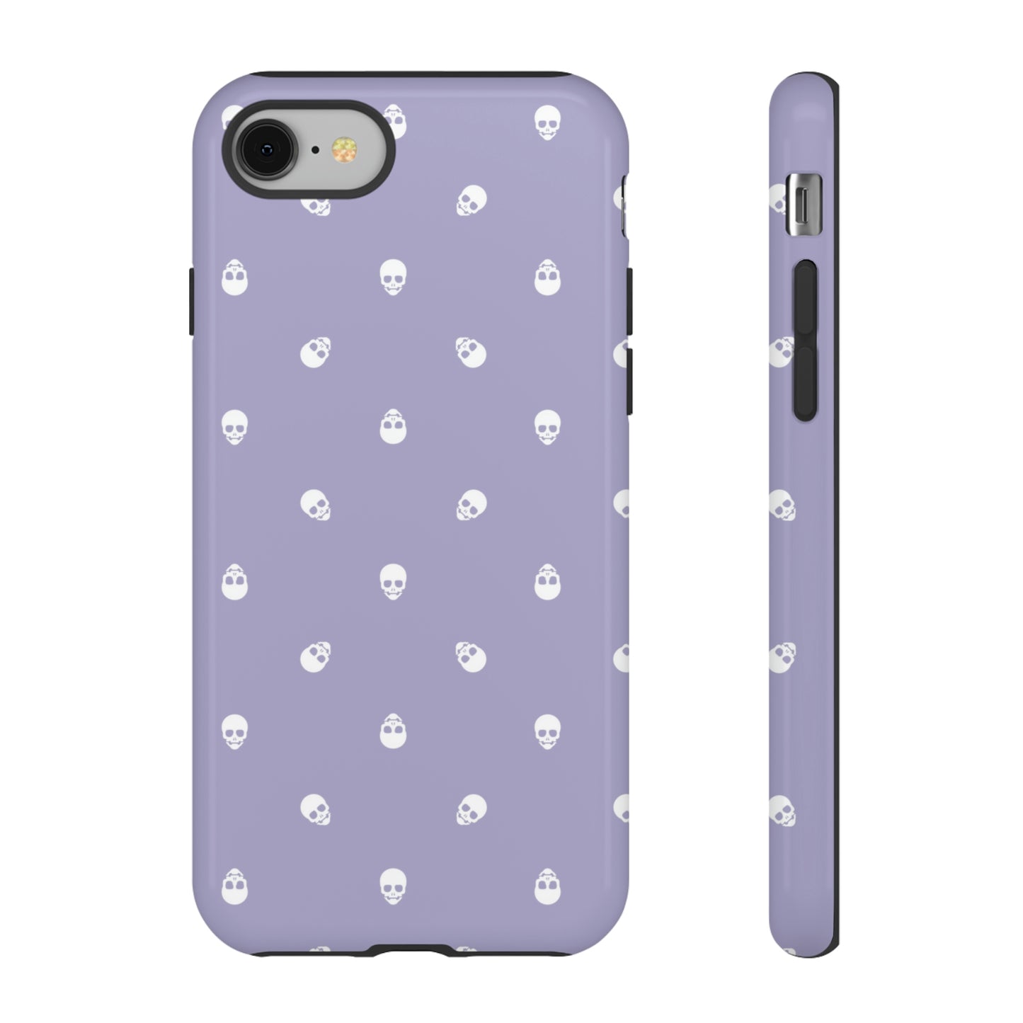 Tough Cases for Iphone, Samsung, Pixel - White Skulls Pattern on Digital Lavender