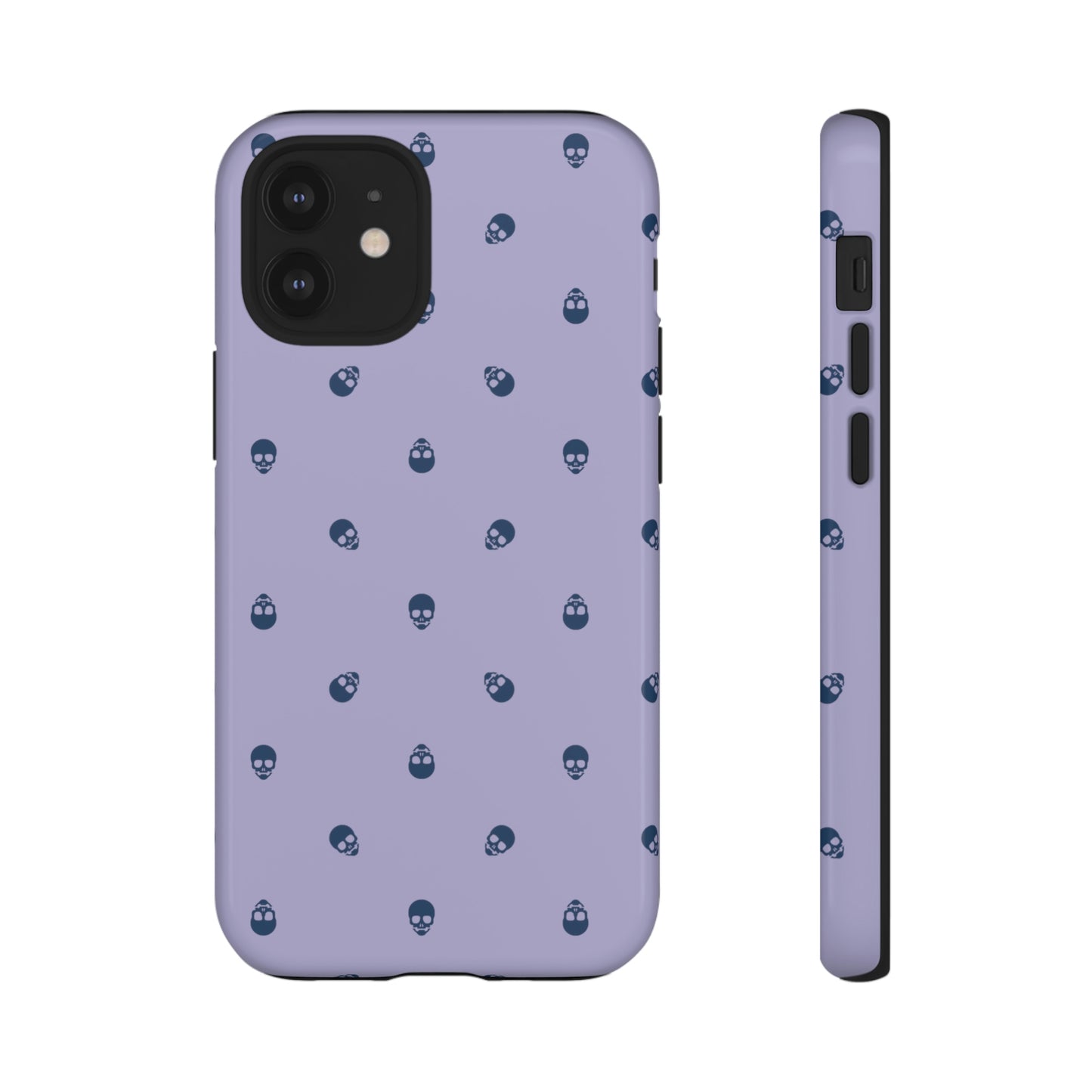 Tough Cases for Iphone, Samsung, Pixel - Lazuli Blue Skulls Pattern on Digital Lavender