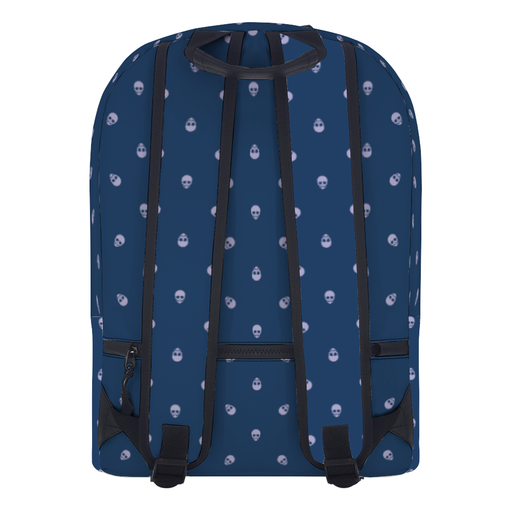 Backpack in Lazuli Blue with Digital Lavender Skull Pattern