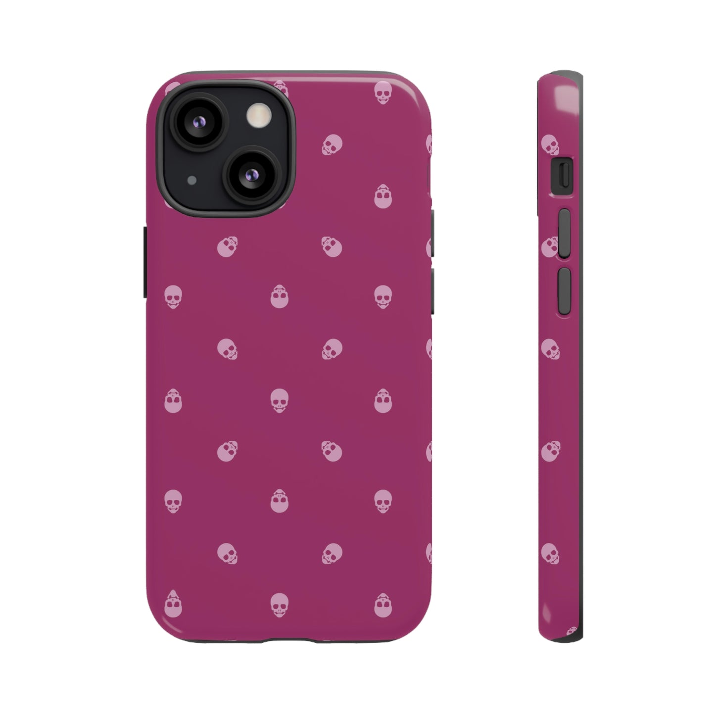 Tough Cases for Iphone, Samsung, Pixel - Fondant Pink Skulls Pattern on Orchid Flower