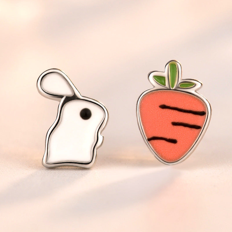 925 Silver Rabbit & Carrot Earrings