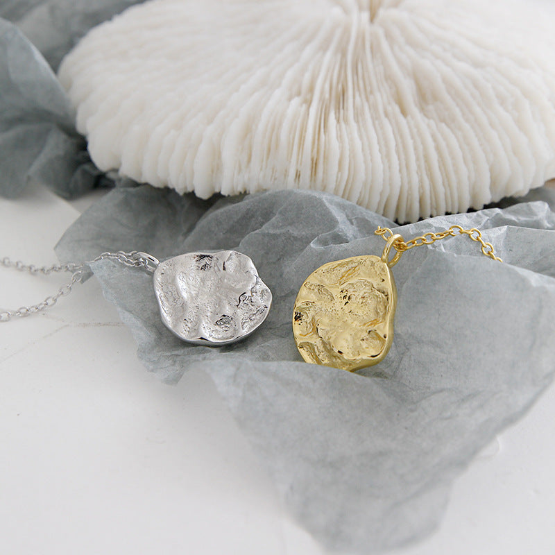 925 Silver Hammered Nugget Necklace