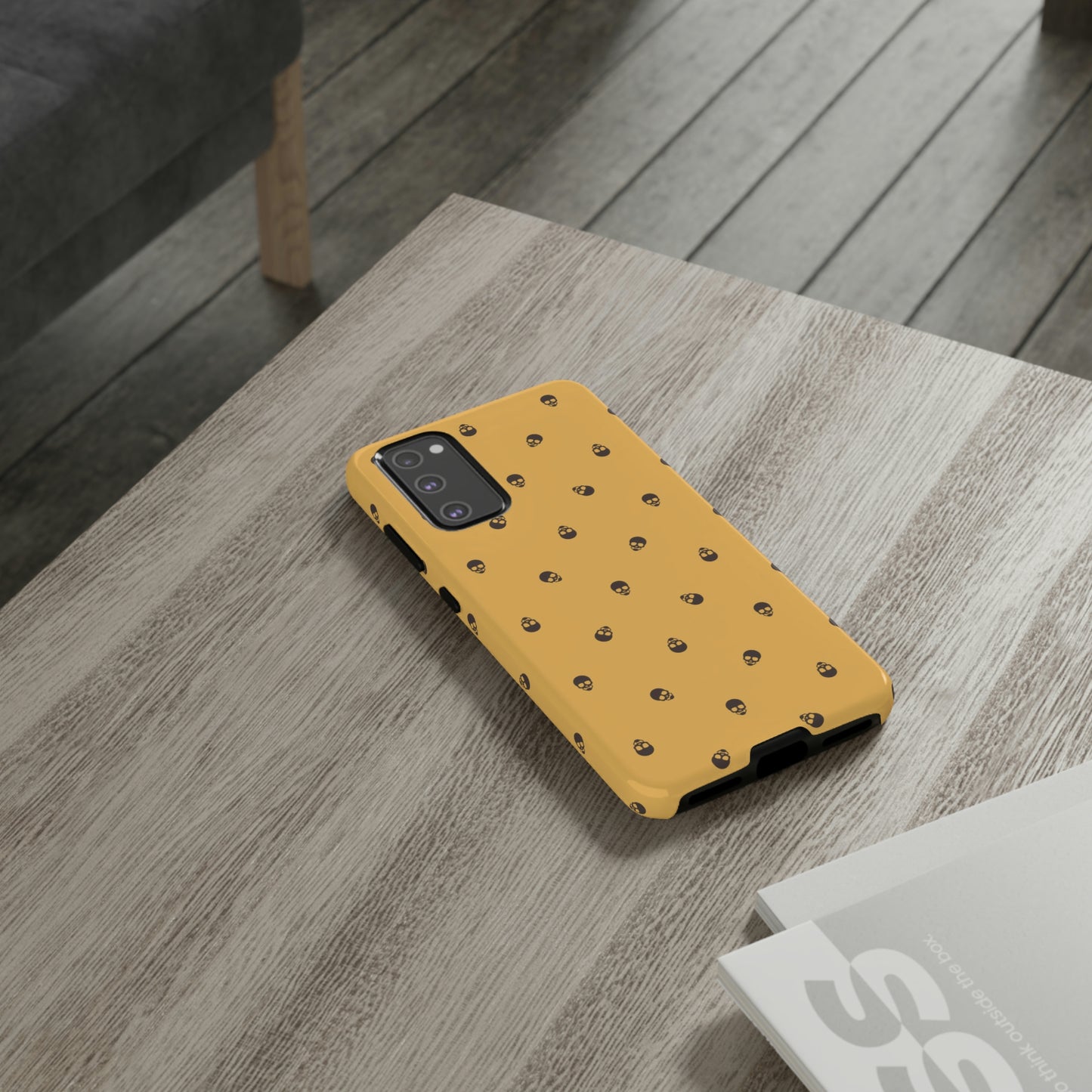 Tough Cases for Iphone, Samsung, Pixel - Dark Oak Skulls Pattern on Honeycomb