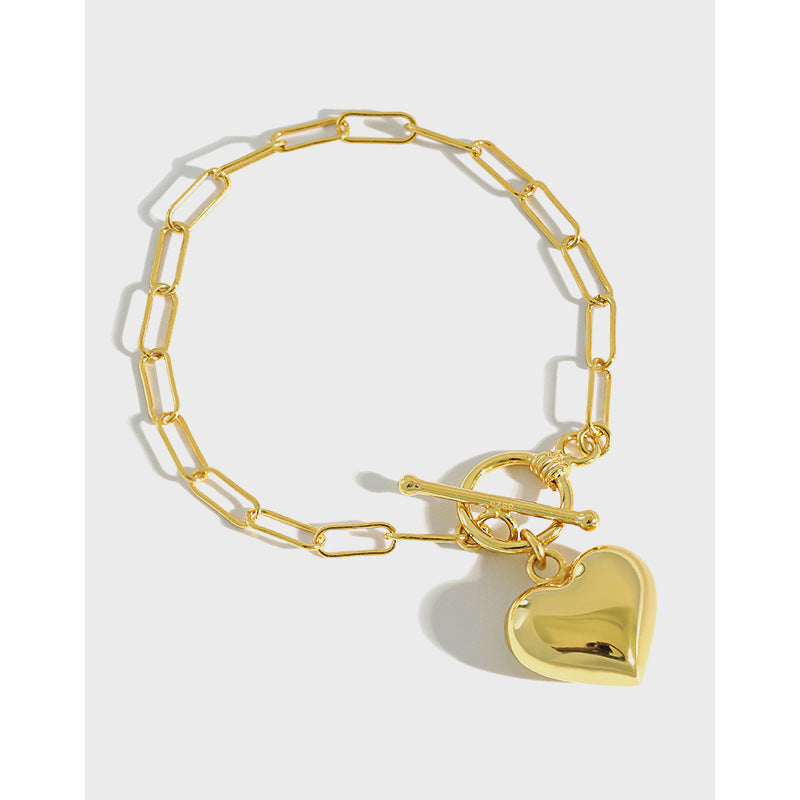 Vermeil Heart Bangle Bracelet (18k Gold over 925 Silver)