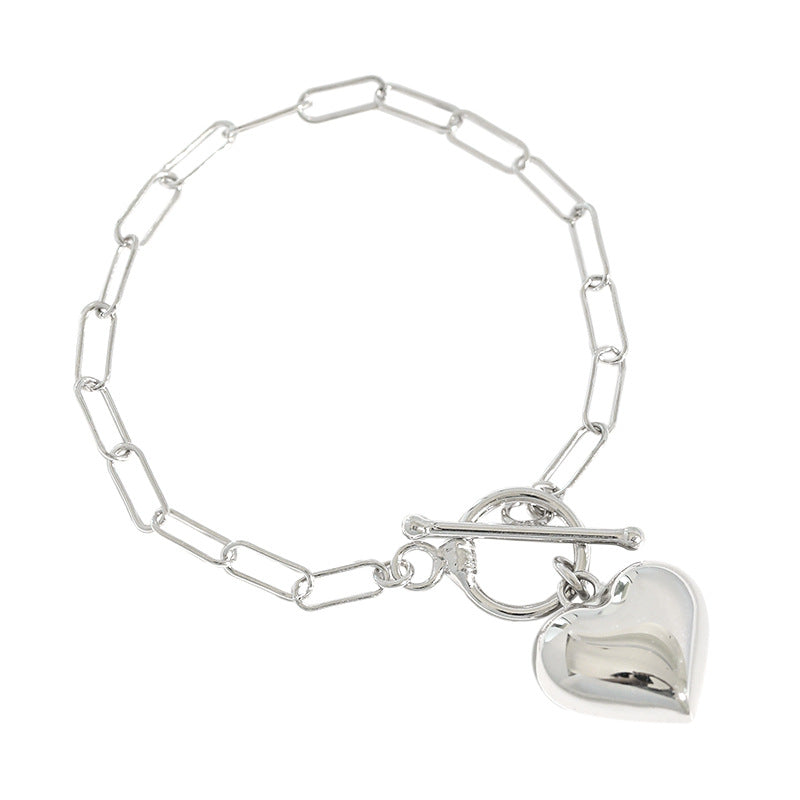 925 Silver Heart Bangle Bracelet