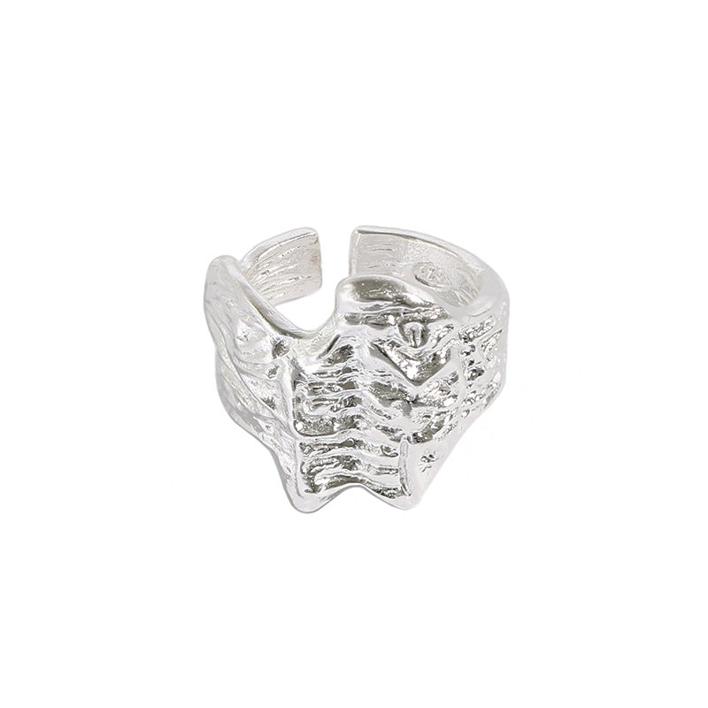 Unisex 925 Silver Wave Ring