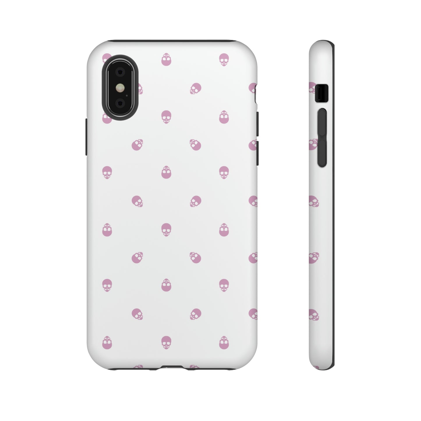 Tough Cases for Iphone, Samsung, Pixel - Fondant Pink Skull Pattern on White