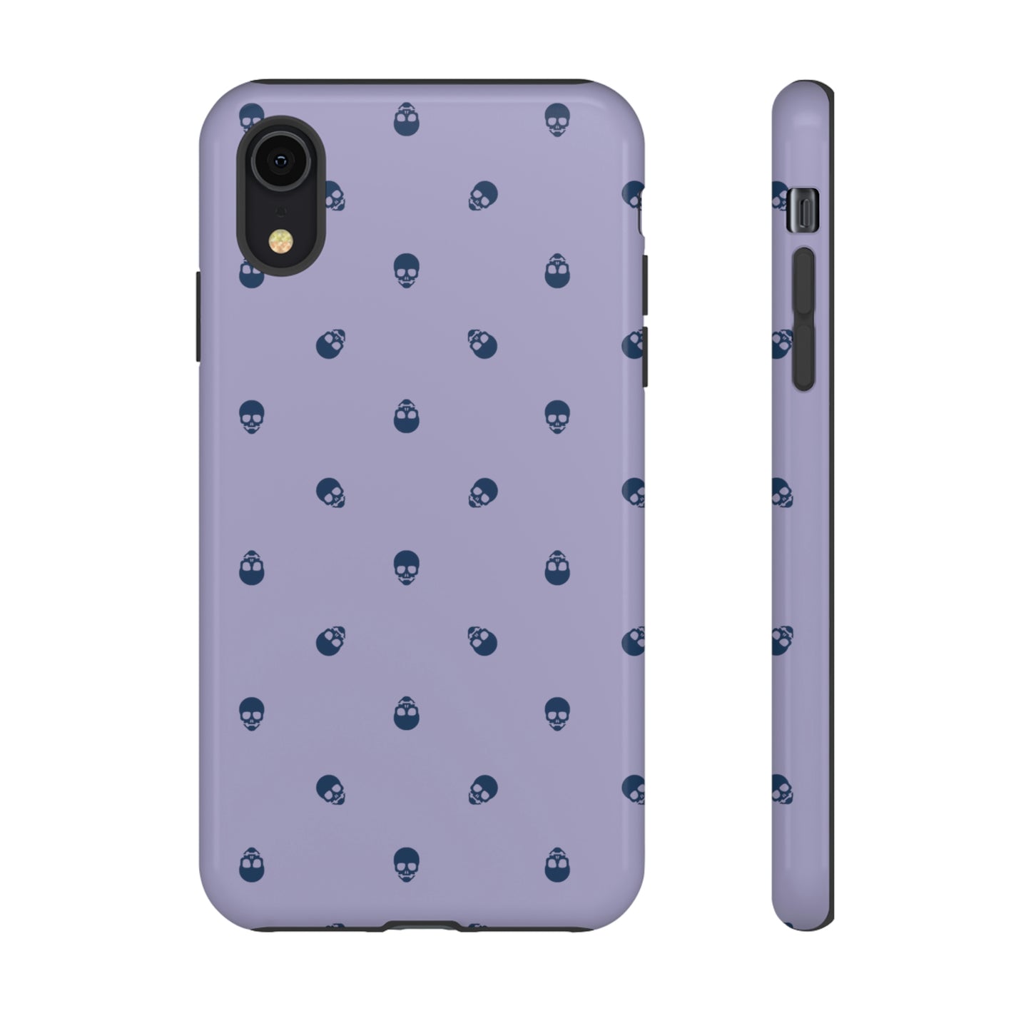 Tough Cases for Iphone, Samsung, Pixel - Lazuli Blue Skulls Pattern on Digital Lavender