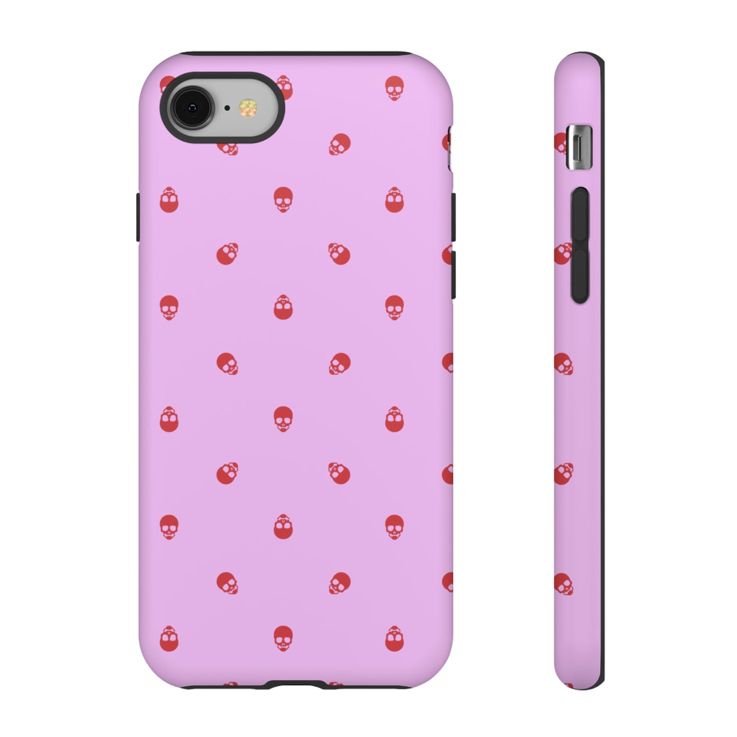 Tough Cases for Iphone, Samsung, Pixel - Luscious Red Skulls on Fondant Pink