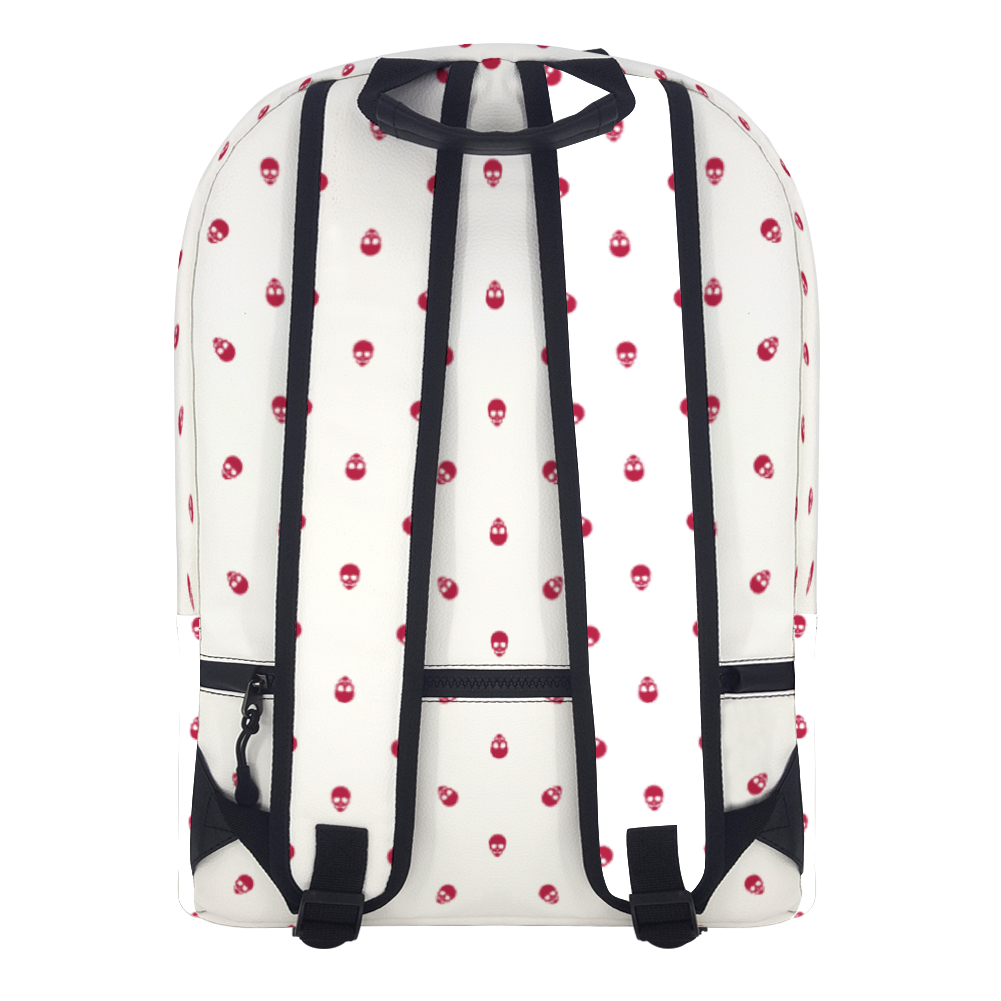 Backpack in White with Viva Magenta Skull Pattern