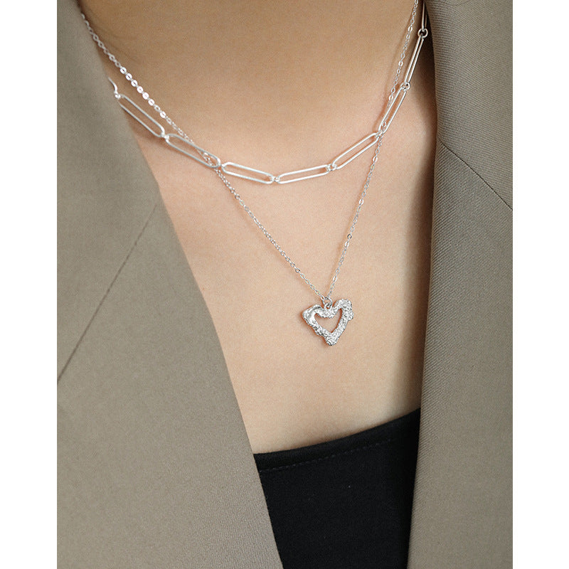 925 Silver Hollow Heart Necklace