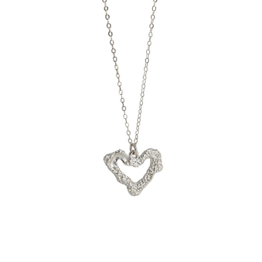 925 Silver Hollow Heart Necklace