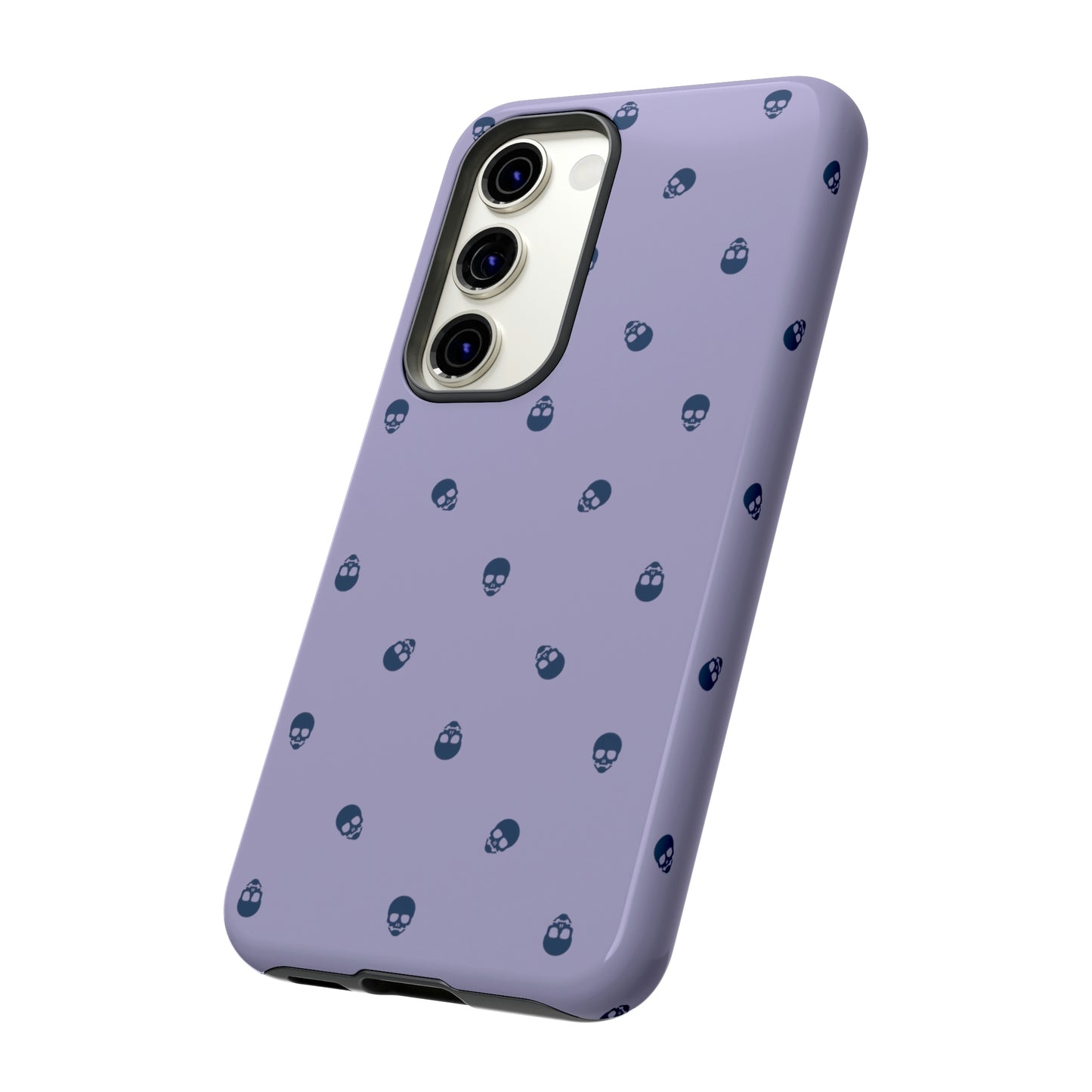 Tough Cases for Iphone, Samsung, Pixel - Lazuli Blue Skulls Pattern on Digital Lavender