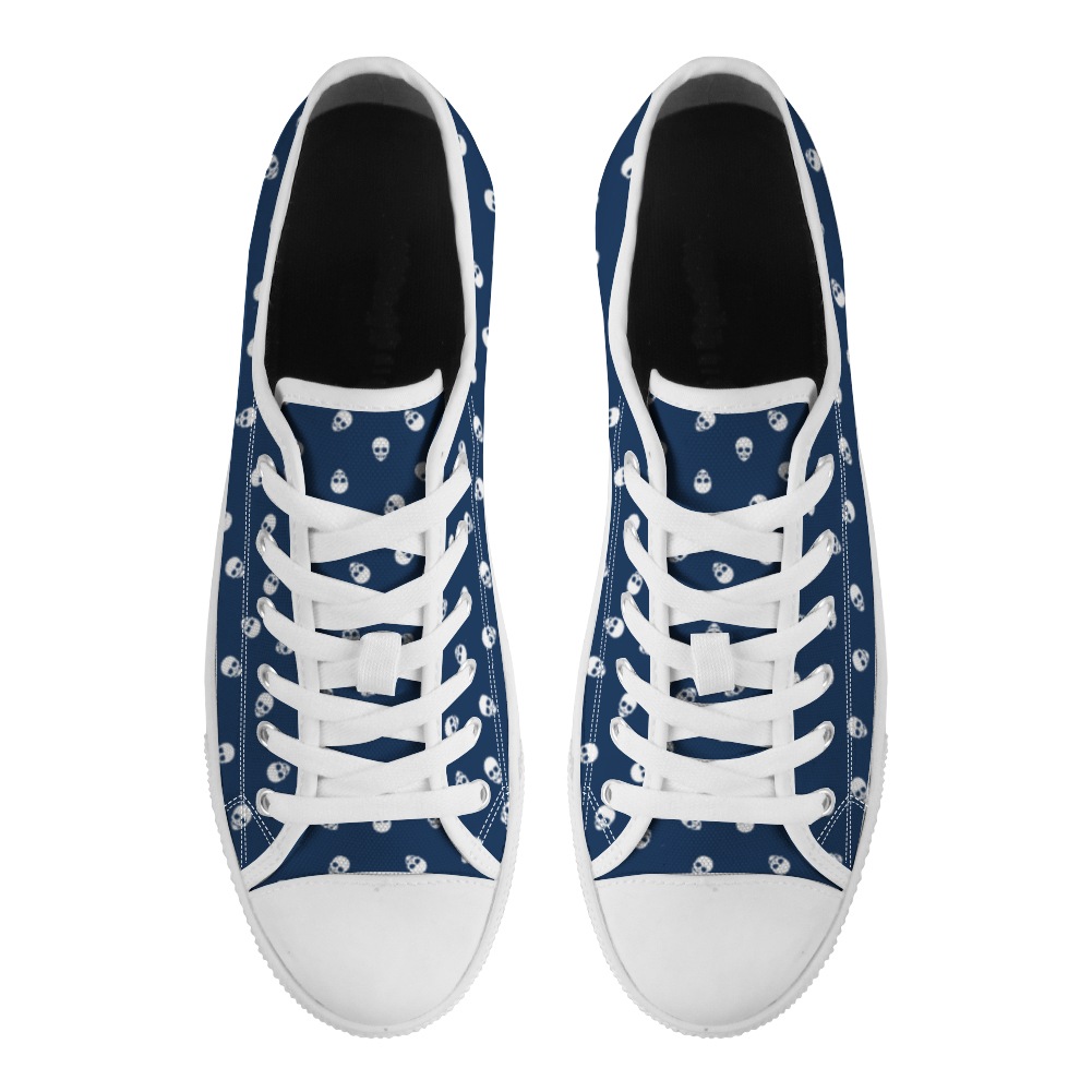 Low Top Canvas Skull Sneakers in Lazuli Blue