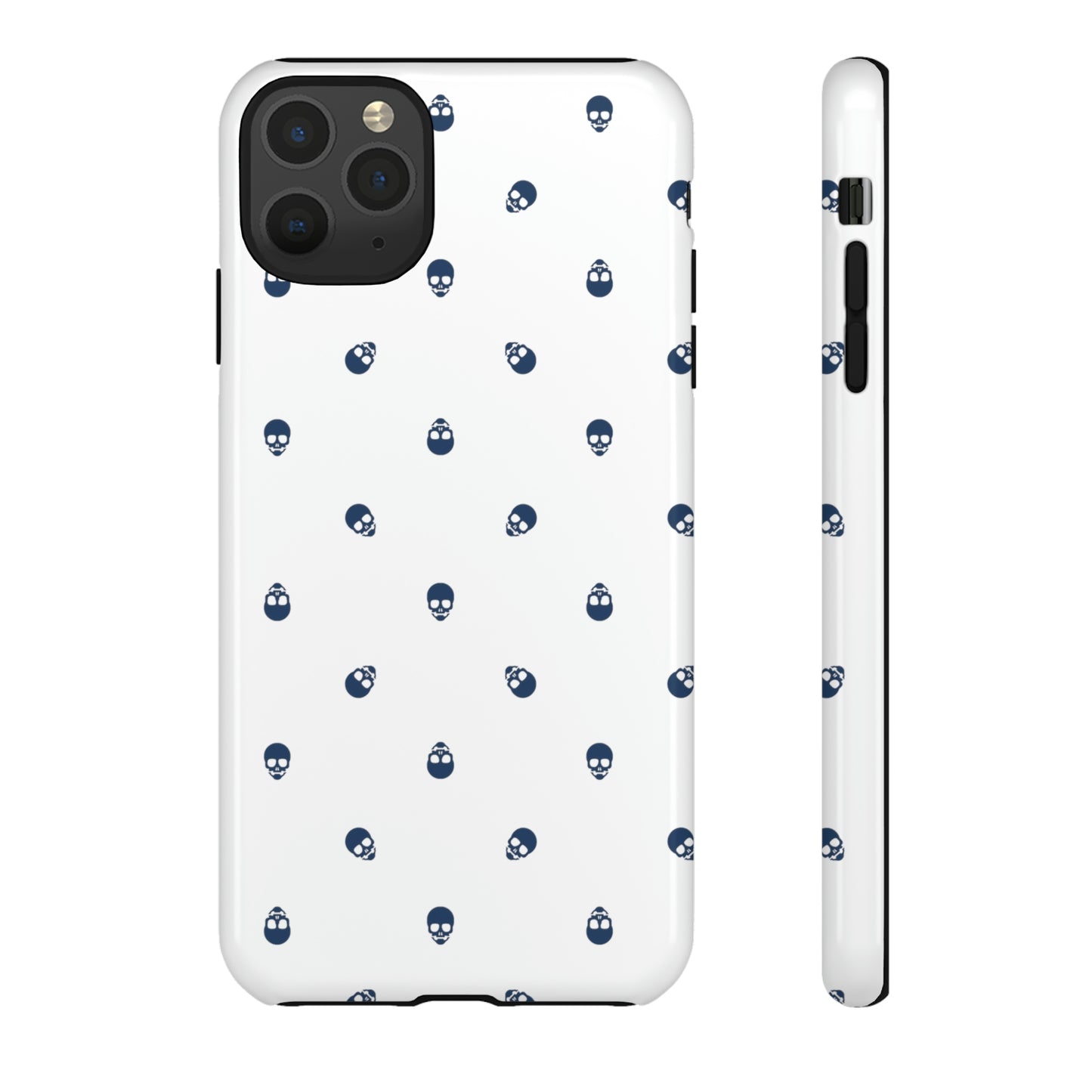 Tough Cases for Iphone, Samsung, Pixel - Lazuli Blue Skulls Pattern on White