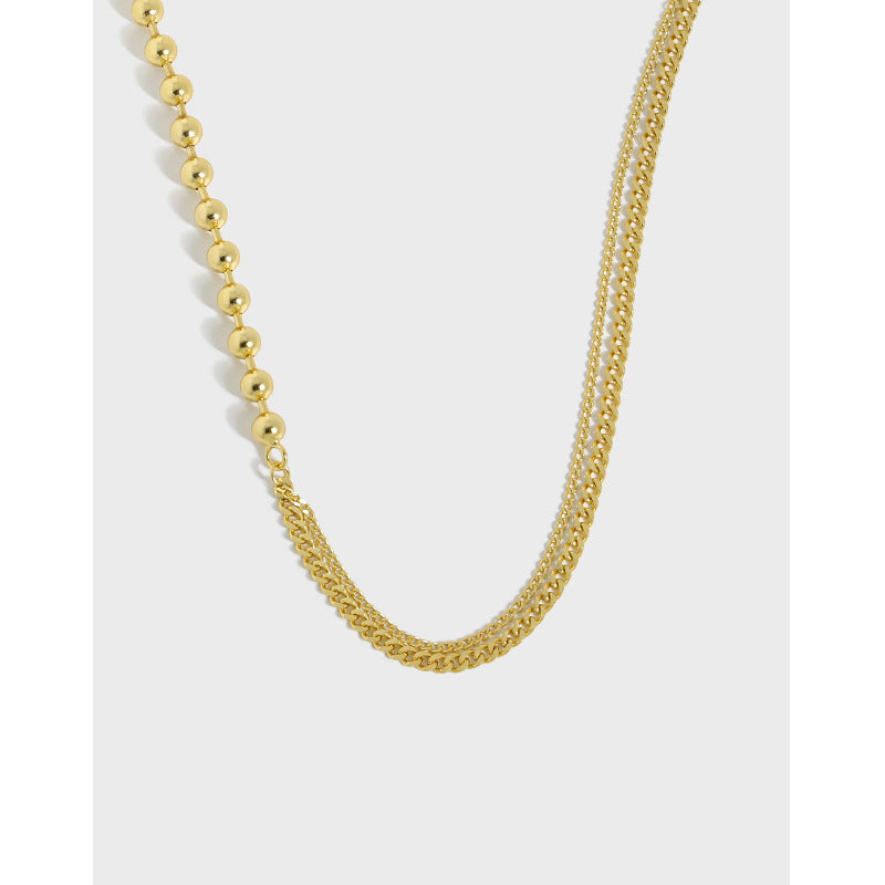 Sterling Silver Asymmetrical multi-strand and Multi-Chain Necklace in Vermeil