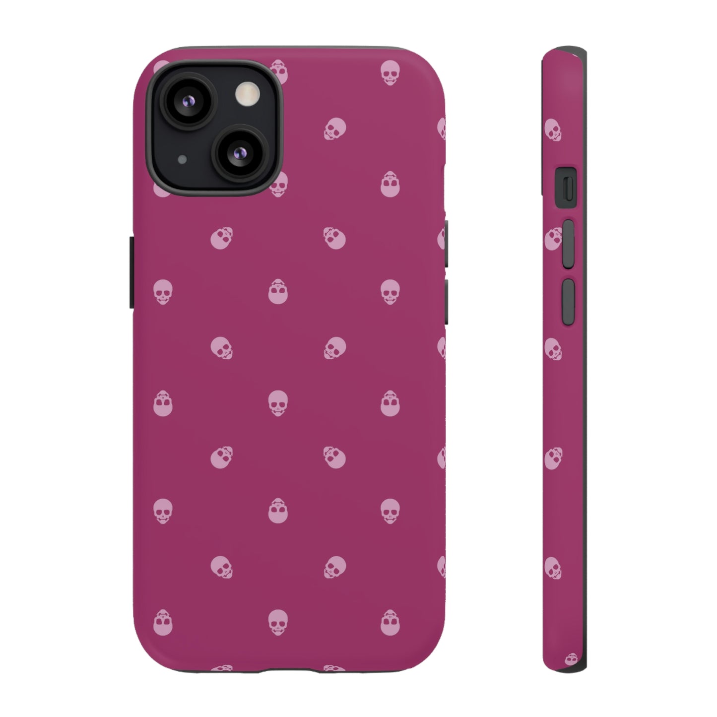 Tough Cases for Iphone, Samsung, Pixel - Fondant Pink Skulls Pattern on Orchid Flower