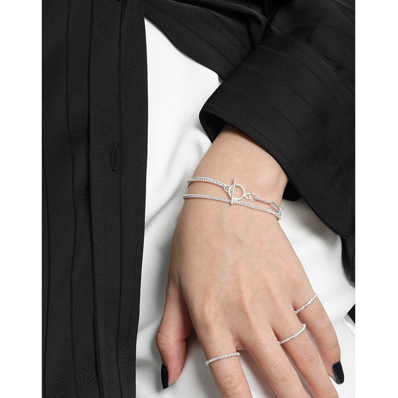 925 Silver Double Multi-Chain Bracelet