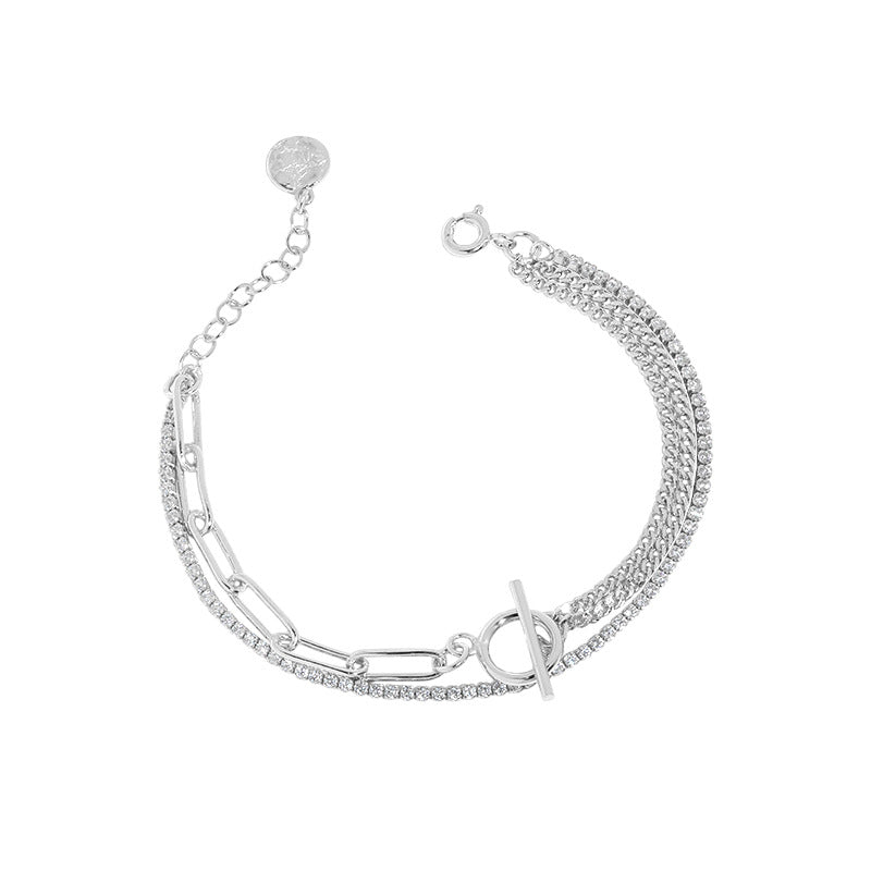 925 Silver Double Multi-Chain Bracelet