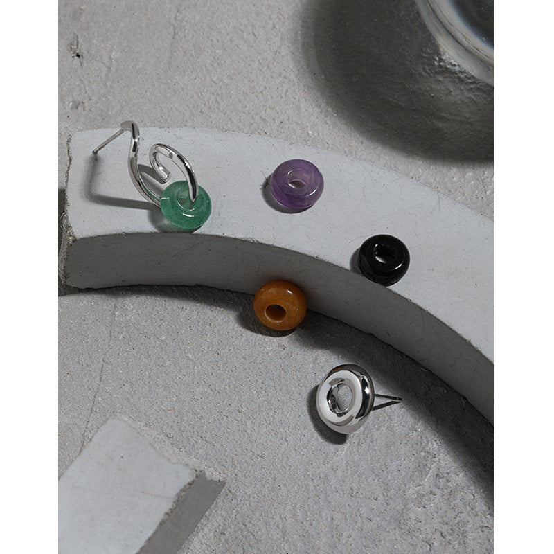 Agate Circles Stud Earrings