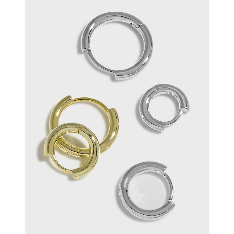 925 Sterling Silver Hoop Earrings in various sizes with rhodium elektroplating or vermeil