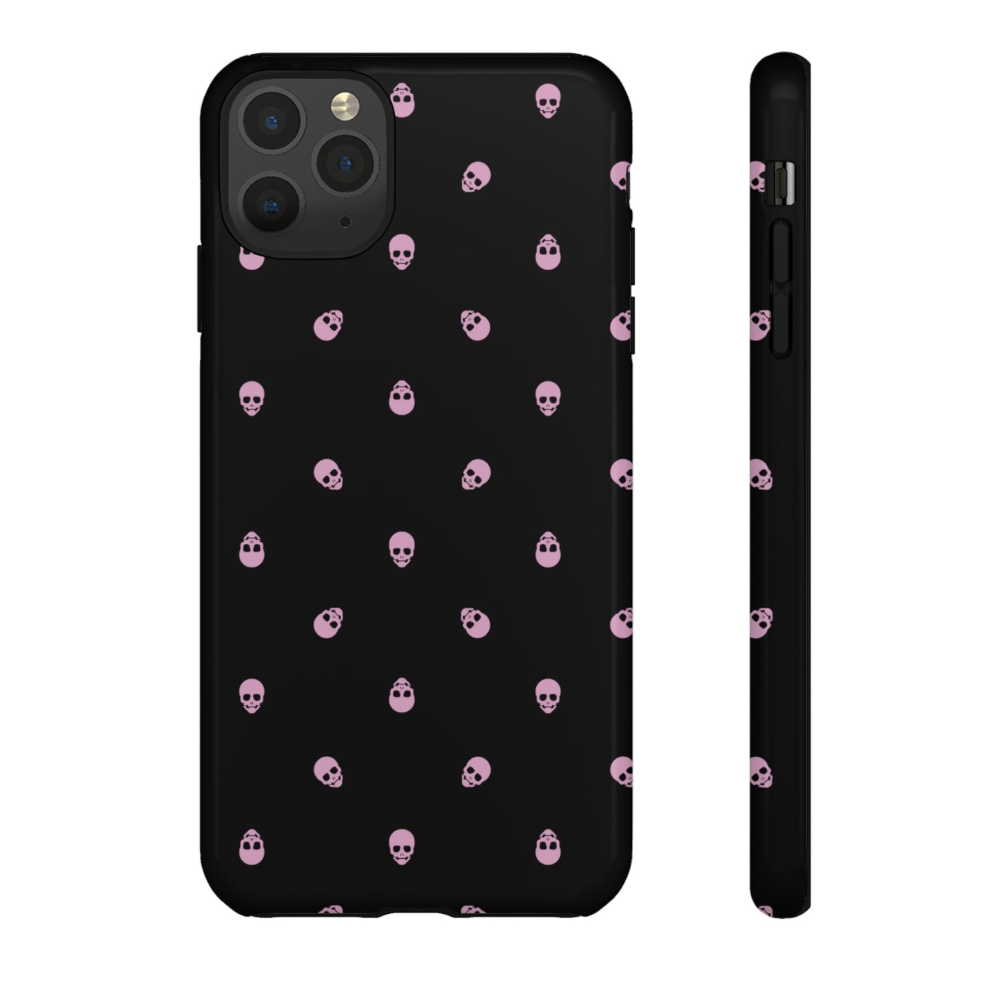 Tough Cases for Iphone, Samsung, Pixel - Fondant Pink Skulls Pattern on Black