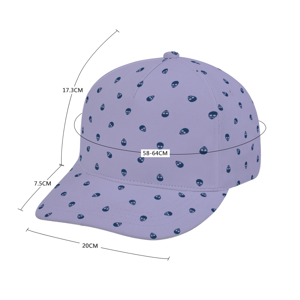 Digital LAvender with Lazuli Blue Skulls Baseball Cap