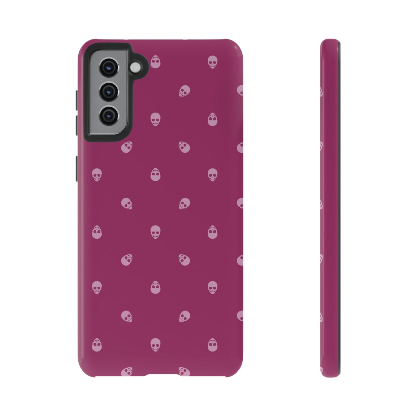 Tough Cases for Iphone, Samsung, Pixel - Fondant Pink Skulls Pattern on Orchid Flower