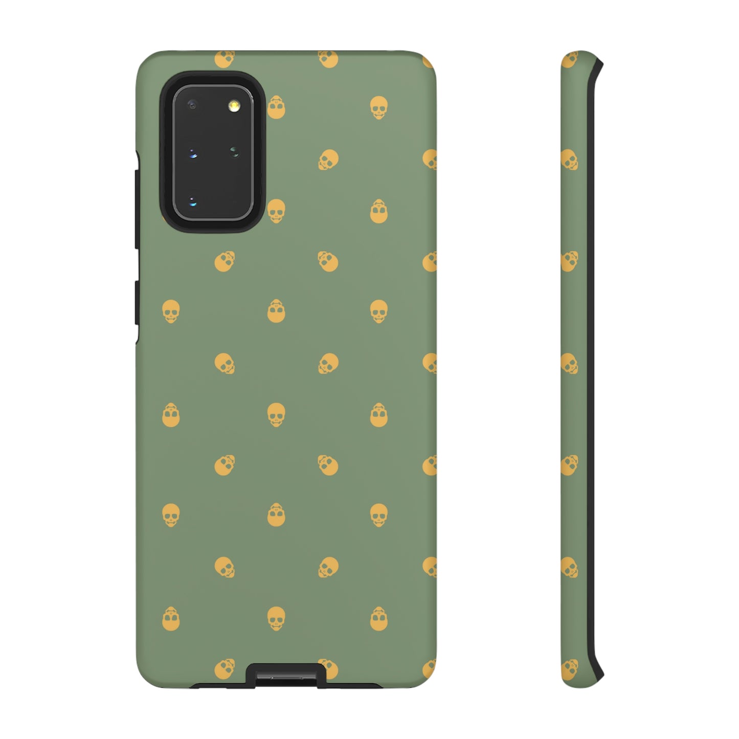 Tough Cases for Iphone, Samsung, Pixel - Sundial Skulls Pattern on Jade Green