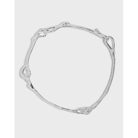 Nature-Inspired Elegance: Twisted Branches 925 Sterling Silver Bracelet