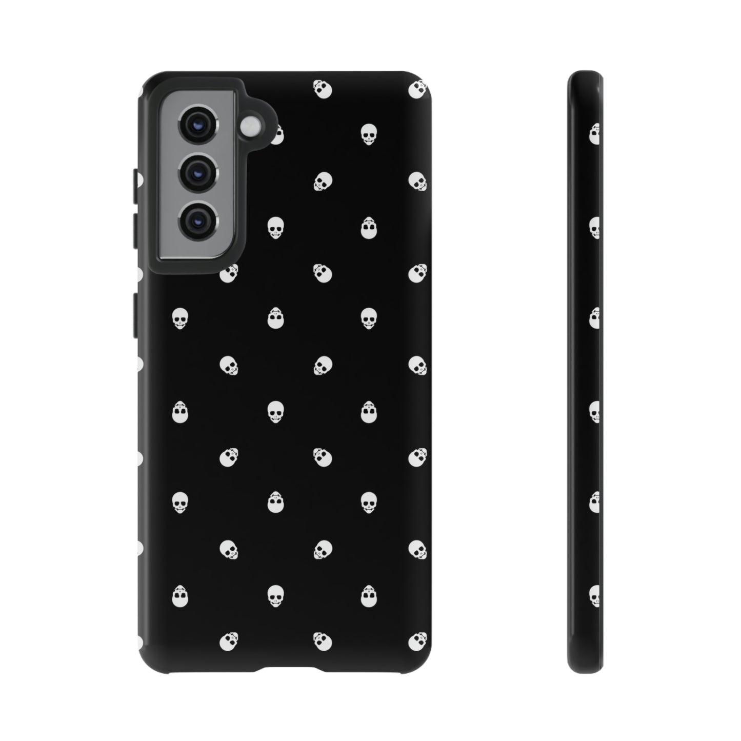 Tough Cases for Iphone, Samsung, Pixel - White Skulls on Black