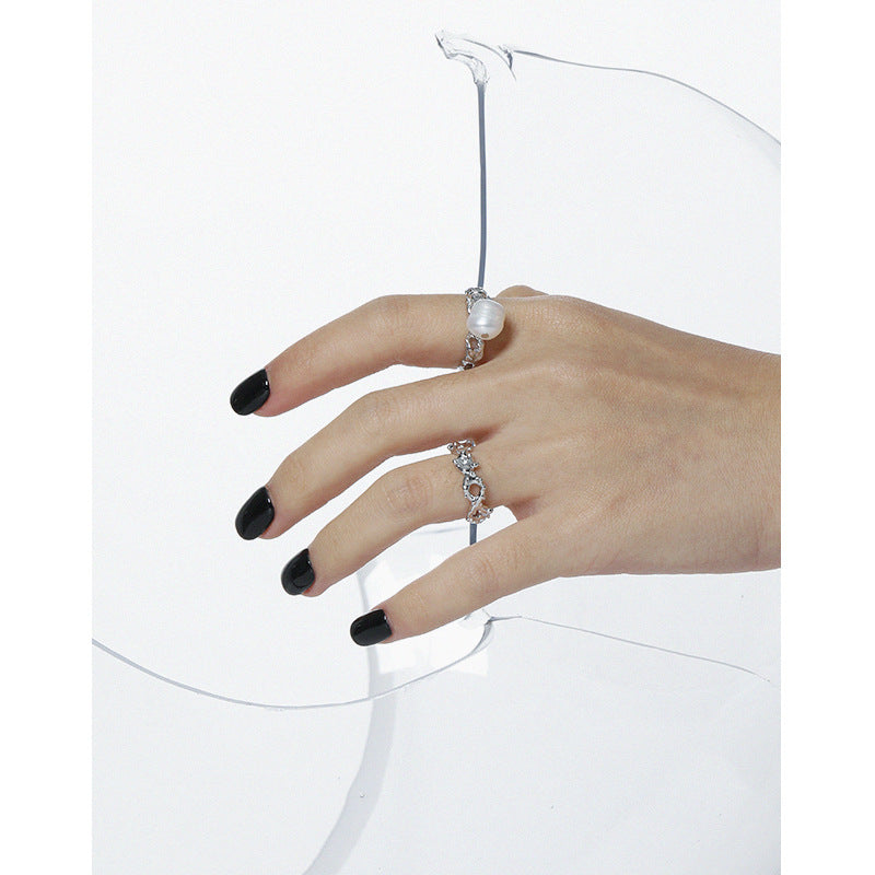 925 Silver Rivet Chain Ring