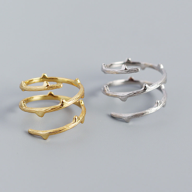 Spiral Branch Ring in 925 Silver or Vermeil