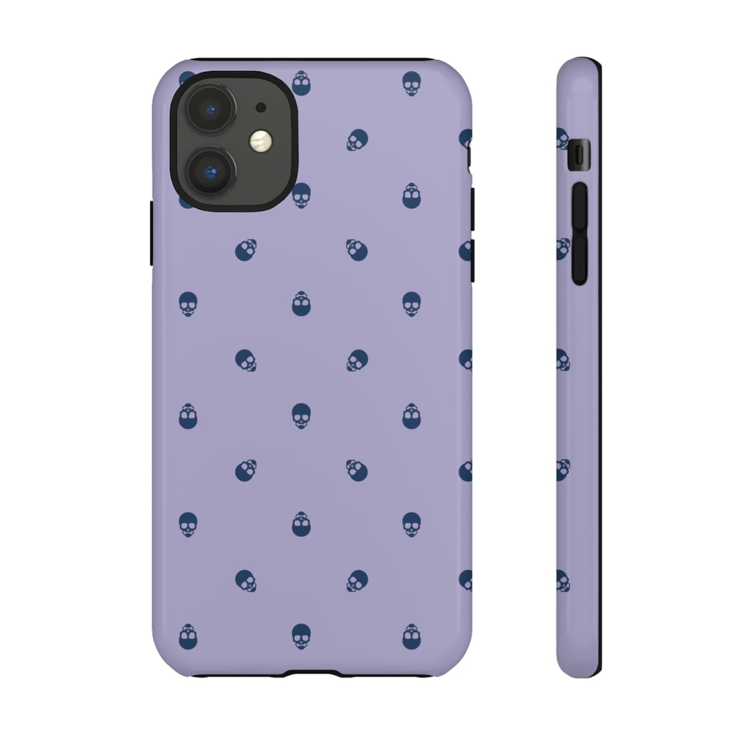 Tough Cases for Iphone, Samsung, Pixel - Lazuli Blue Skulls Pattern on Digital Lavender