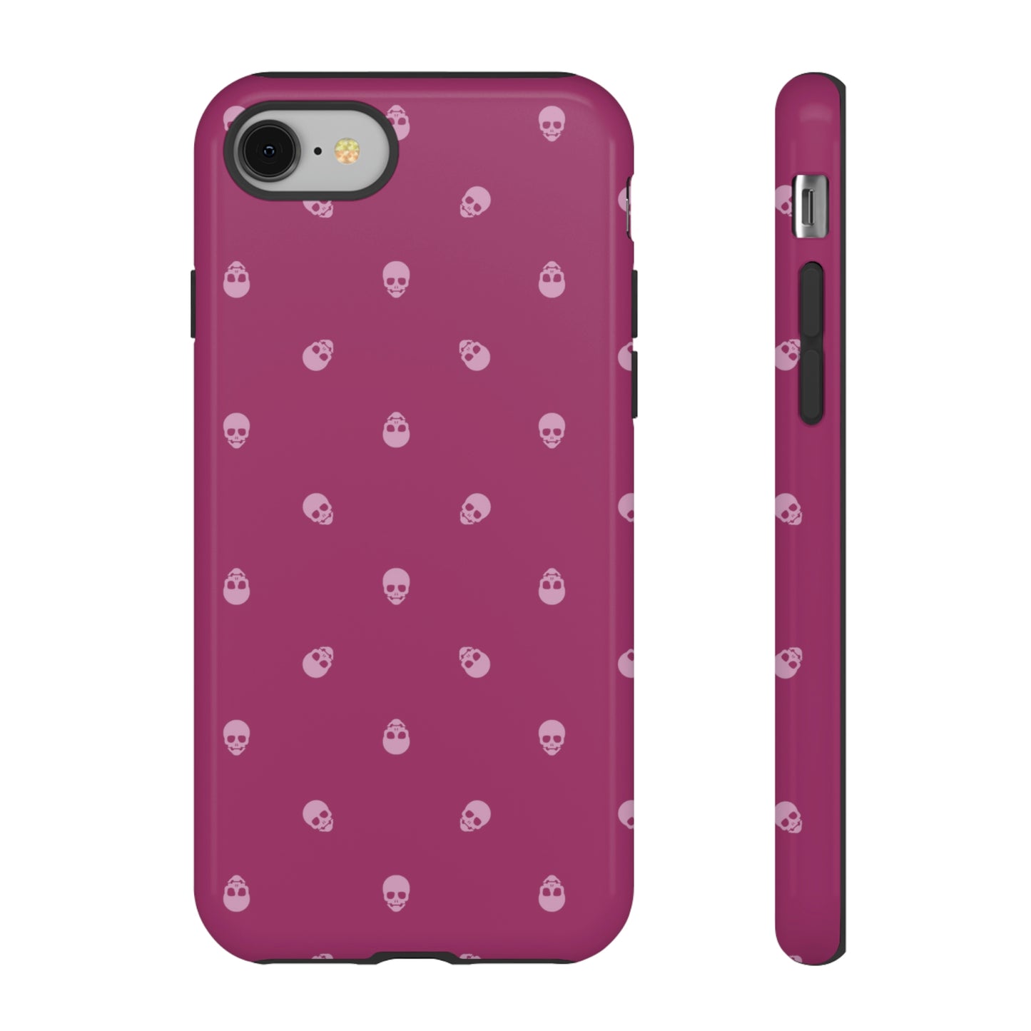 Tough Cases for Iphone, Samsung, Pixel - Fondant Pink Skulls Pattern on Orchid Flower